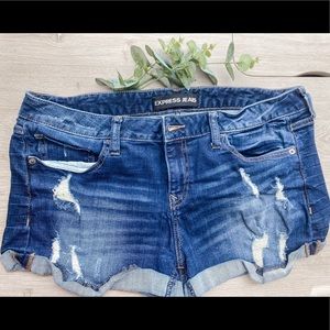 Express Ripped Cuffed Jean Shorts
